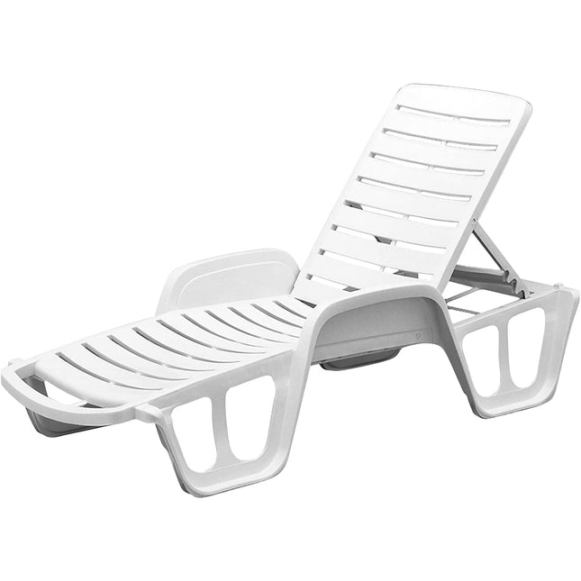 Progarden Lettino Prendisole Impilabile Fisso Relax Piscina Letto Sdraio Per Mare Bianco 192X71X100H Cm