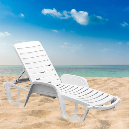 Progarden Lettino Prendisole Impilabile Fisso Relax Piscina Letto Sdraio per Mare Bianco 192x71x100h cm