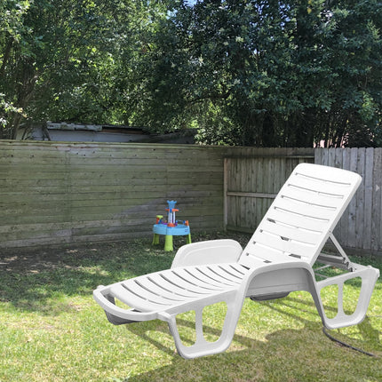 Progarden Lettino Prendisole Impilabile Fisso Relax Piscina Letto Sdraio per Mare Bianco 192x71x100h cm