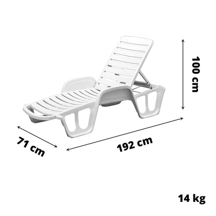 Progarden Lettino Prendisole Impilabile Fisso Relax Piscina Letto Sdraio per Mare Bianco 192x71x100h cm