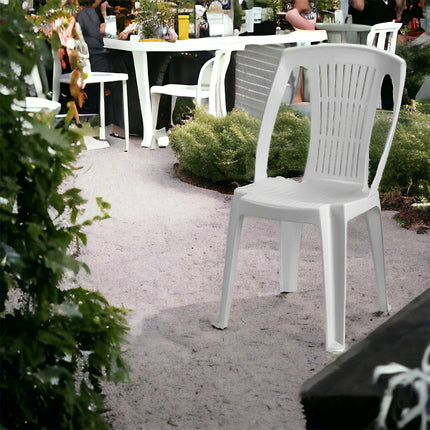 Progarden Sedia Da Giardino Impilabile Stella Sedia In Plastica Per Esterni Senza Braccioli Bianca 53X46X86H Cm
