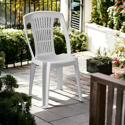 Progarden Sedia Da Giardino Impilabile Stella Sedia In Plastica Per Esterni Senza Braccioli Bianca 53X46X86H Cm