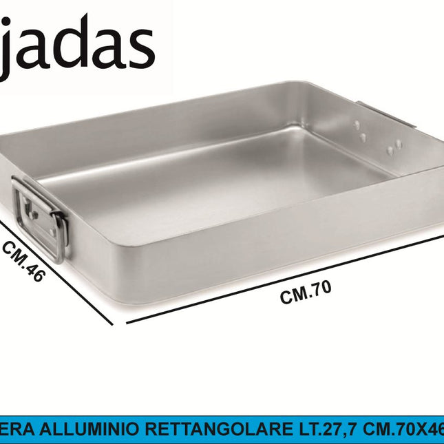 Rostiera Alluminio Rettangolare Pujadas Teglia Forno Professionale Con Maniglie 70 x 46 x 10h cm - 27.7L Pujadas