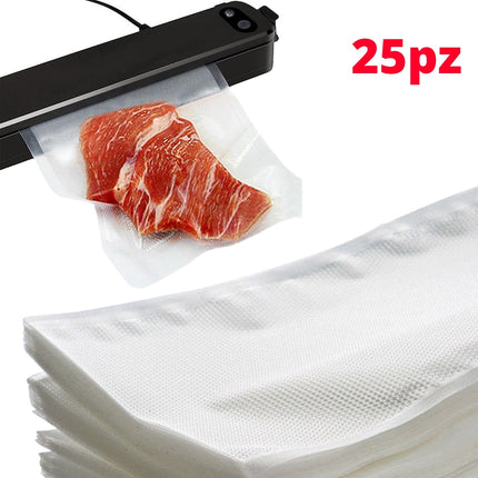 Buste Goffrate A Confezione 25 Pezzi Per Sottovuoto Sacchetti Sottovuoto Per Macchina Sottovuoto, Buste Sottovuoto Alimenti Senza Bpa (Cm 16X24) Orved