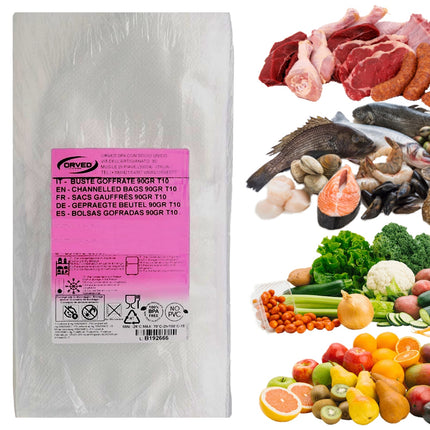Buste Goffrate A Confezione 25 Pezzi Per Sottovuoto Sacchetti Sottovuoto Per Macchina Sottovuoto, Buste Sottovuoto Alimenti Senza Bpa (Cm 16X24) Orved