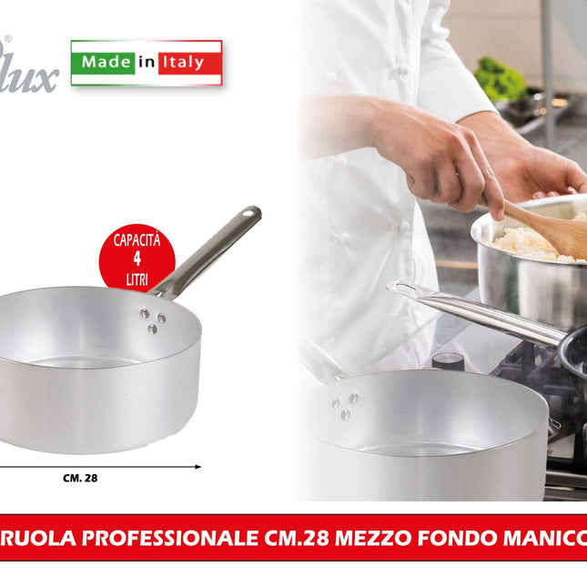 Pentalux Casseruola Professionale Cm.28 Mezzo Fondo Manico Inox