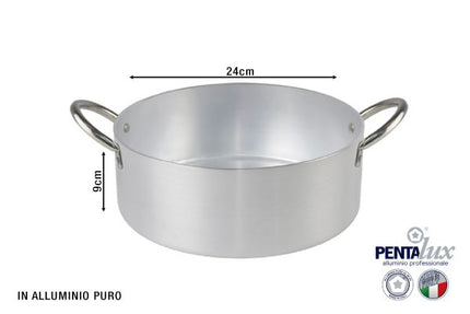 Pentalux Casseruola Professionale Cm.24 Mezzo Fondo Maniglie Inox