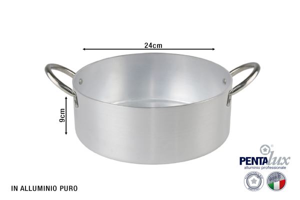Pentalux Casseruola Professionale Cm.24 Mezzo Fondo Maniglie Inox