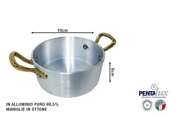 Pentalux Casseruola Servire Professionale 10Cm | Maniglie Ottone