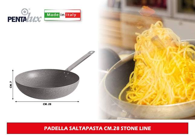 Pentalux Padella Saltapasta Stone Line In Diverse Misure - Antiaderente Effetto Pietra, Senza Pfoa E Nickel Pentalux