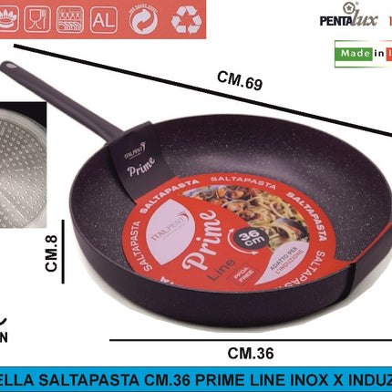 Padella Saltapasta Cm.36 Prime Line Inox X Induzione Pentalux