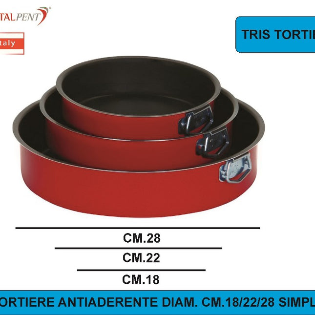 Tris Tortiere Antiaderenti Cm.18/22/28 Simply Line Pentalux