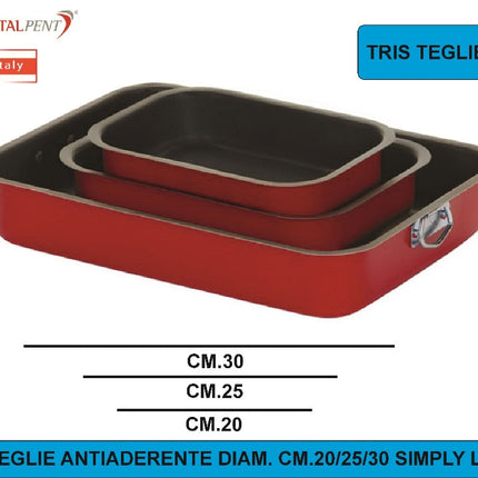 Tris Teglie Antiaderenti Cm.20/25/30 Simply Line Pentalux