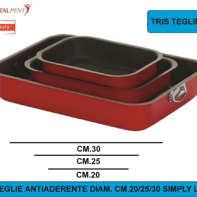 Tris Teglie Antiaderenti Cm.20/25/30 Simply Line Pentalux