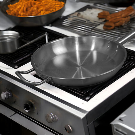 Padella in Acciaio Inox Professionale Bassa Doppio Manico Ø 20/24/28/32/36 cm