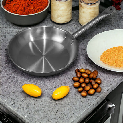 Padella in Acciaio Inox Professionale Bassa Doppio Manico Ø 20/24/28/32/36 cm
