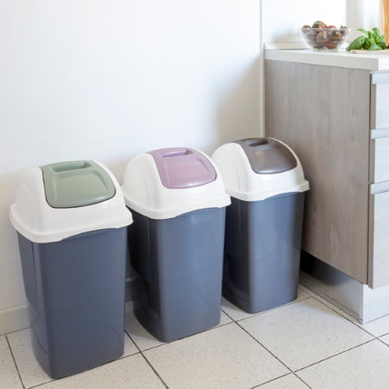 Bama Pattumiera Basculante Plastica Europa 65L Oliva Con Coperchio Bianco E Nero