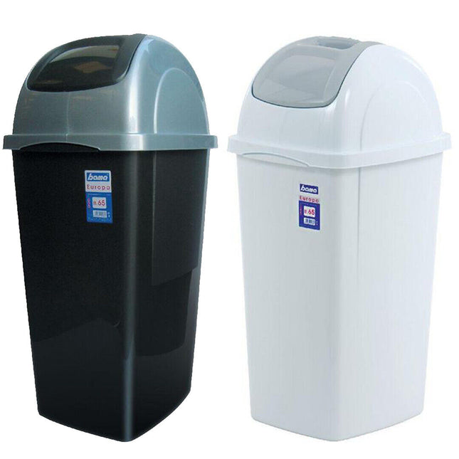 Bama Pattumiera Basculante Plastica Europa 65L Oliva Con Coperchio Bianco E Nero