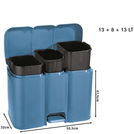 Pattumiera Patty 3 Scomparti Raccolta Differenziata Rifiuti 34L Colori Assortiti Tontarelli