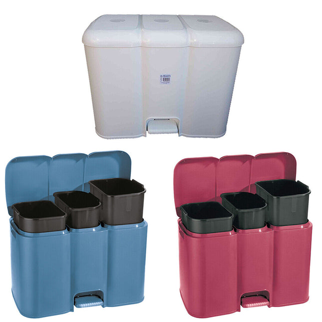 Pattumiera Patty 3 Scomparti 34L – Raccolta Differenziata in Colori Assortiti Tontarelli