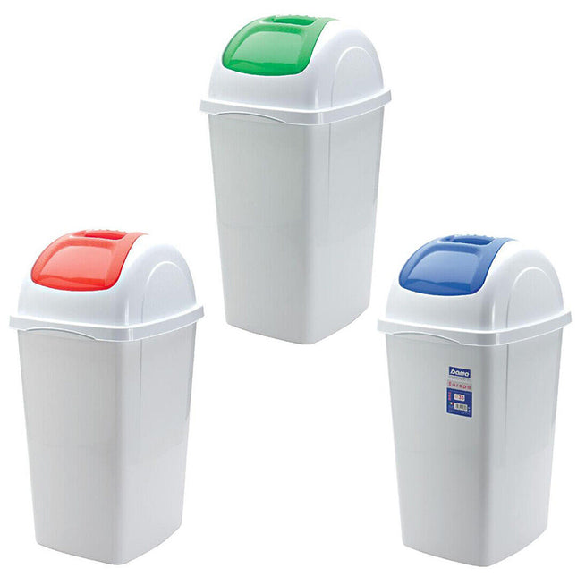 Bama Pattumiera Con Coperchio Basculante Europa 33L Bianca In Plastica Resistente Bama