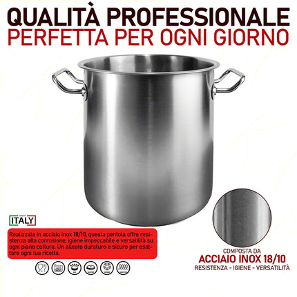 Pentola Master Acciaio Inox Triplo Fondo Gas Elettrico Induzione Made in italy