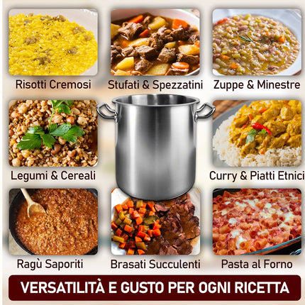 Pentola Master Acciaio Inox Triplo Fondo Gas Elettrico Induzione Made in italy