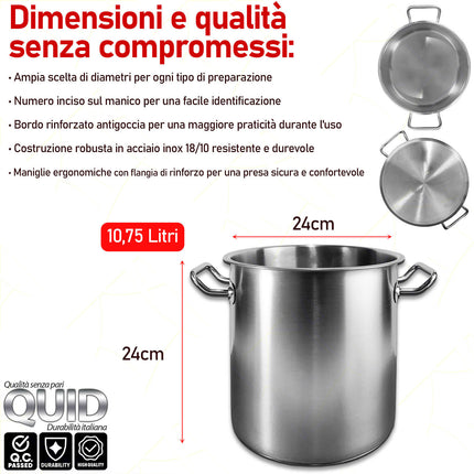 Pentola Master Acciaio Inox Triplo Fondo Gas Elettrico Induzione Made in italy