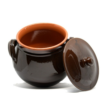 Pentola in Terracotta con Coperchio per Forno Fornelli Gas Ø 12 a 24 cm