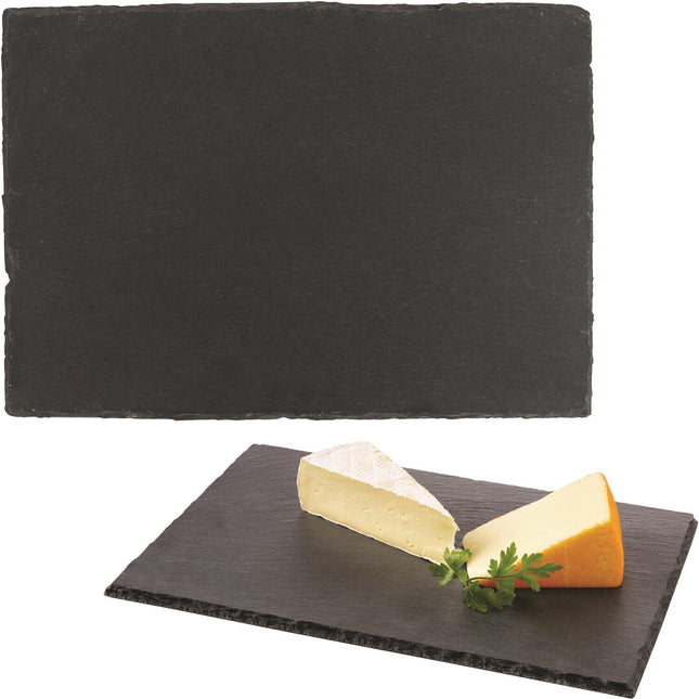 Ilsa Piano Rettangolare Ardesia Nero Impermeabile Piatto Esposizione Horeca Elegante
