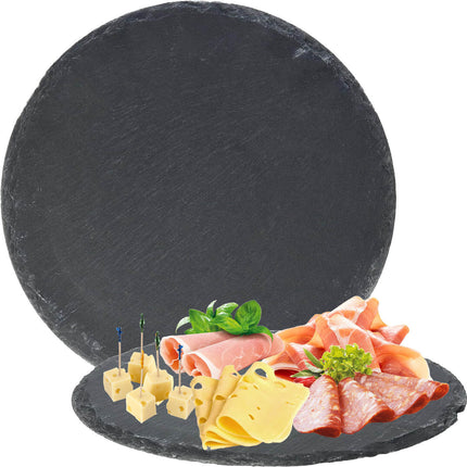 Ilsa Piano Tondo In Ardesia Nero Impermeabile Piatto Da Esposizione Horeca Elegante