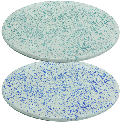 Benegiamo Piatto Piano Pizza Largo Grande Bianco Chiazzato Da Ø 32,5 Cm Terracotta