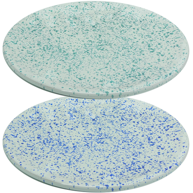 Benegiamo Piatto Piano Pizza Largo Grande Bianco Chiazzato Da Ø 32,5 Cm Terracotta