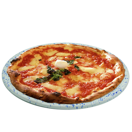 Benegiamo Piatto Piano Pizza Largo Grande Bianco Chiazzato Da Ø 32,5 Cm Terracotta