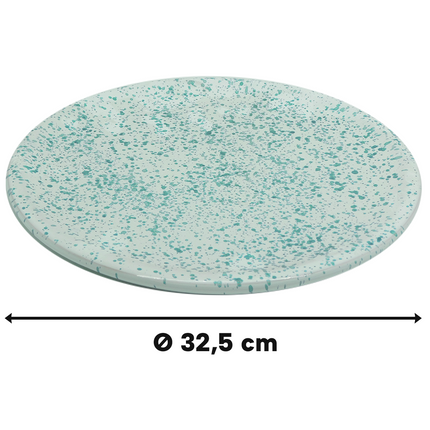 Benegiamo Piatto Piano Pizza Largo Grande Bianco Chiazzato Da Ø 32,5 Cm Terracotta