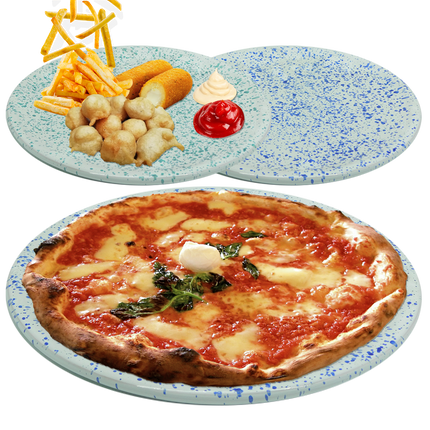 Benegiamo Piatto Piano Pizza Largo Grande Bianco Chiazzato Da Ø 32,5 Cm Terracotta