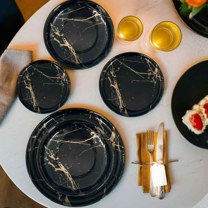Piatto Fondo in Porcellana 20 cm Marble Black – Design Intenso per Primi Piatti di Carattere Arca