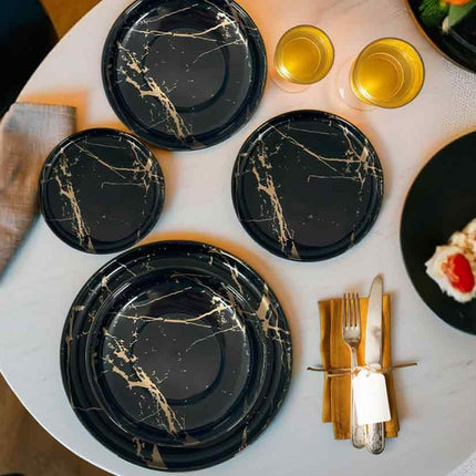 Piatto Frutta in Porcellana 20 cm Marble Black – Design Elegante per Dessert e Piccole Portate Arca