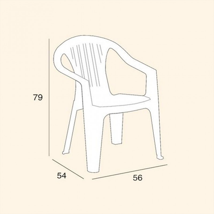 Poltrona Sedia di Plastica Grande da Giardino Esterni 56×54×79h cm Impilabile