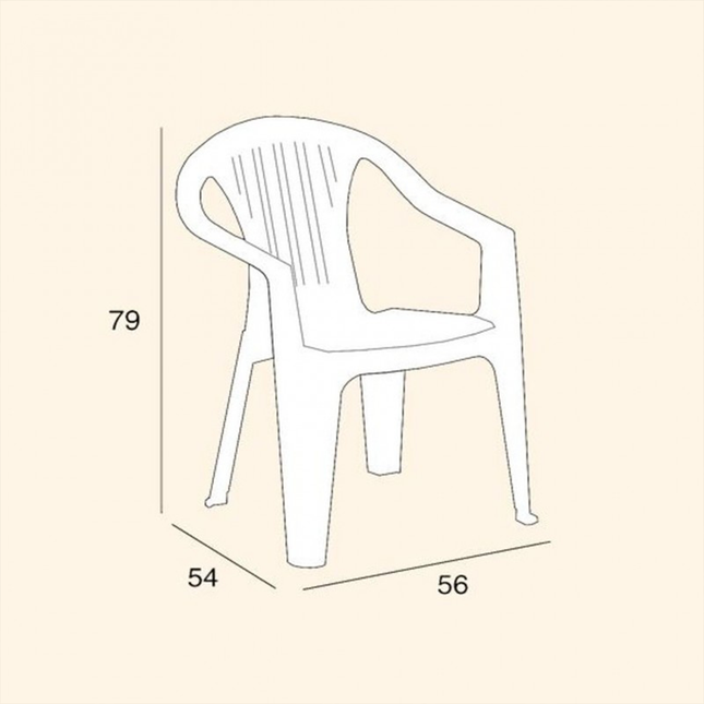 Bica Poltrona Sedia Di Plastica Grande Da Giardino Esterni 56×54×79H Cm Impilabile
