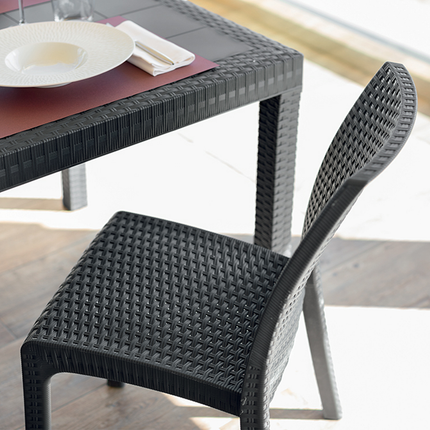 Poltrona Sedia di Plastica Grande da Giardino Esterni 56×54×79h cm Rattan
