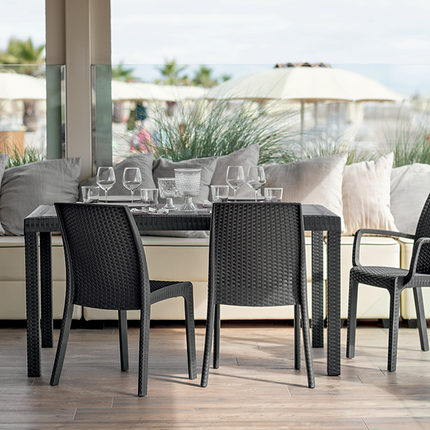 Poltrona Sedia di Plastica Grande da Giardino Esterni 56×54×79h cm Rattan