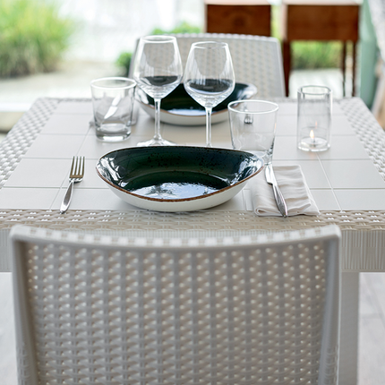 Poltrona Sedia di Plastica Grande da Giardino Esterni 56×54×79h cm Rattan