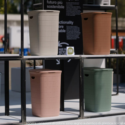 Portabiancheria Domus 50 L Plastica Riciclata con Coperchio Made in Italy Stefanplast