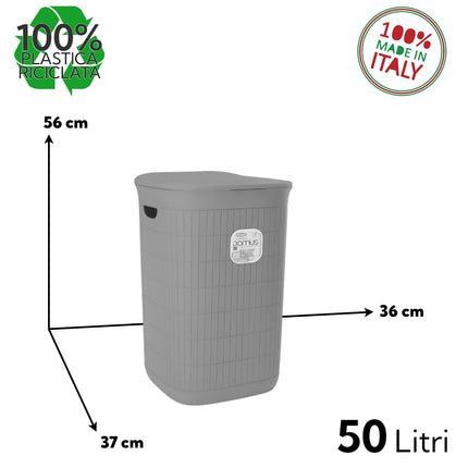 Portabiancheria Domus 50 L Plastica Riciclata con Coperchio Made in Italy Stefanplast