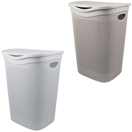 Belli & Forti Portabiancheria In Plastica Intreccio 50L Bagno Bucato Per Panni Vestiti Sporchi