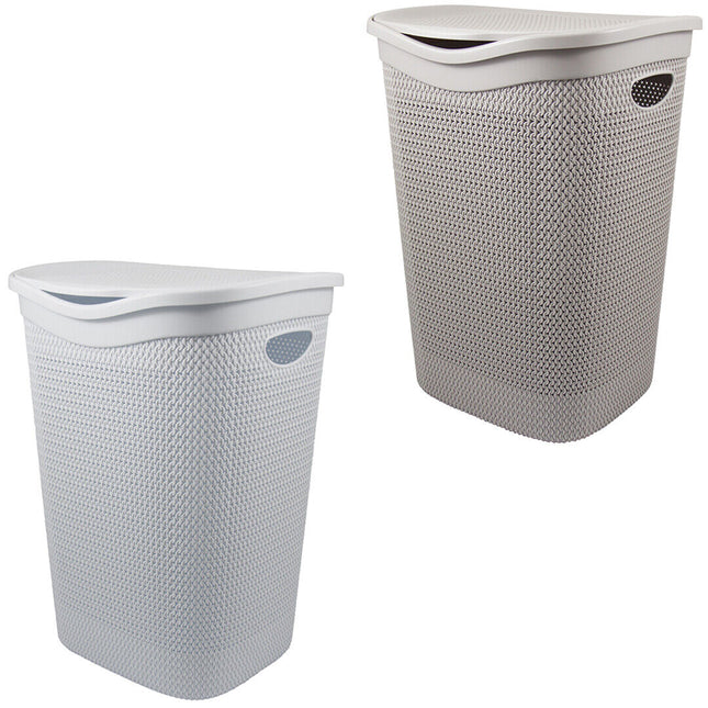 Belli & Forti Portabiancheria In Plastica Intreccio 50L Bagno Bucato Per Panni Vestiti Sporchi