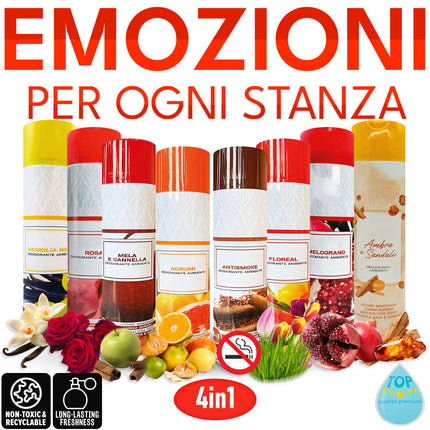 Irge Profumatore Spray Ambiente 300Ml 4 In 1 Fragranze Eleganti Per Casa Ufficio Auto