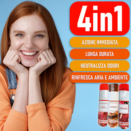 Irge Profumatore Spray Ambiente 300Ml 4 In 1 Fragranze Eleganti Per Casa Ufficio Auto