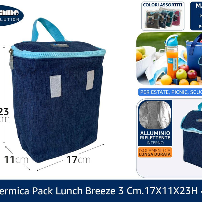 BORSA TERMICA PACK LUNCH BREEZE 3 CM.23X11X17h 4 COLORI Uniflame